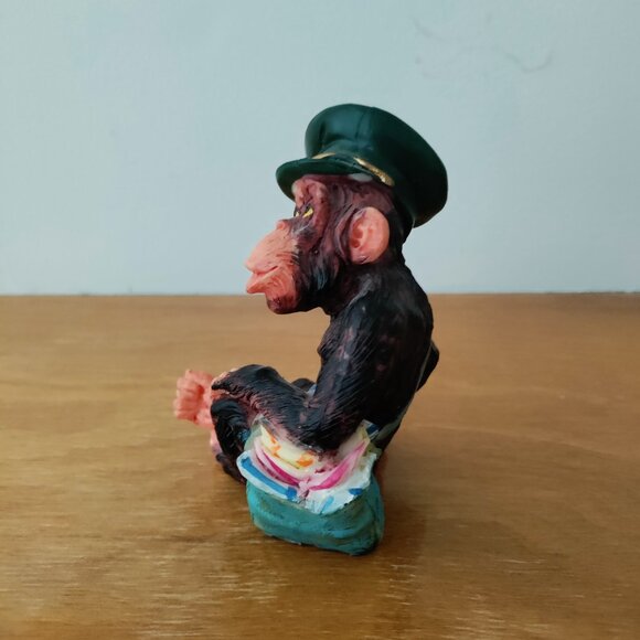 Chimpanzee Mailman Figurine Colorful VGUC ~4" Tall - See pics for sizing. - Picture 2 of 7